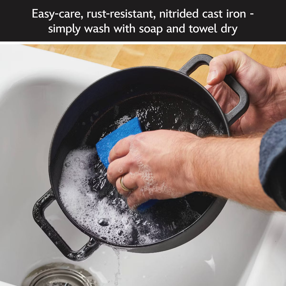 Dutch Oven – Disney Monochrome 3qt Pre Seasoned Cast Iron Shallow Casserole – Black