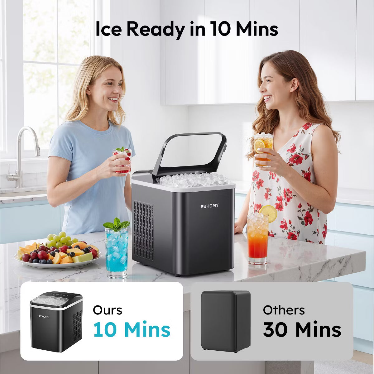 Ice Maker – 35 Lbs. Nugget Ice Maker, Countertop Ice Machine – Black