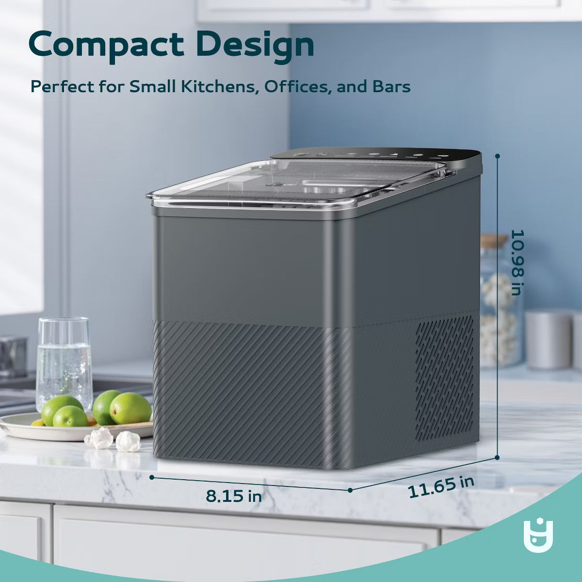 Ice Maker – Portable Bullet Ice Machine with Self Cleaning – Gray