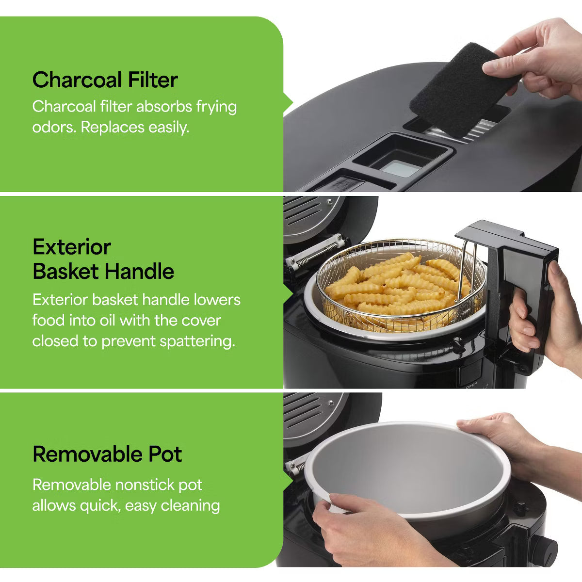 Deep Fryer – Electric Deep Fryer, Cool Touch Compact Fryer, Easy Clean – Black