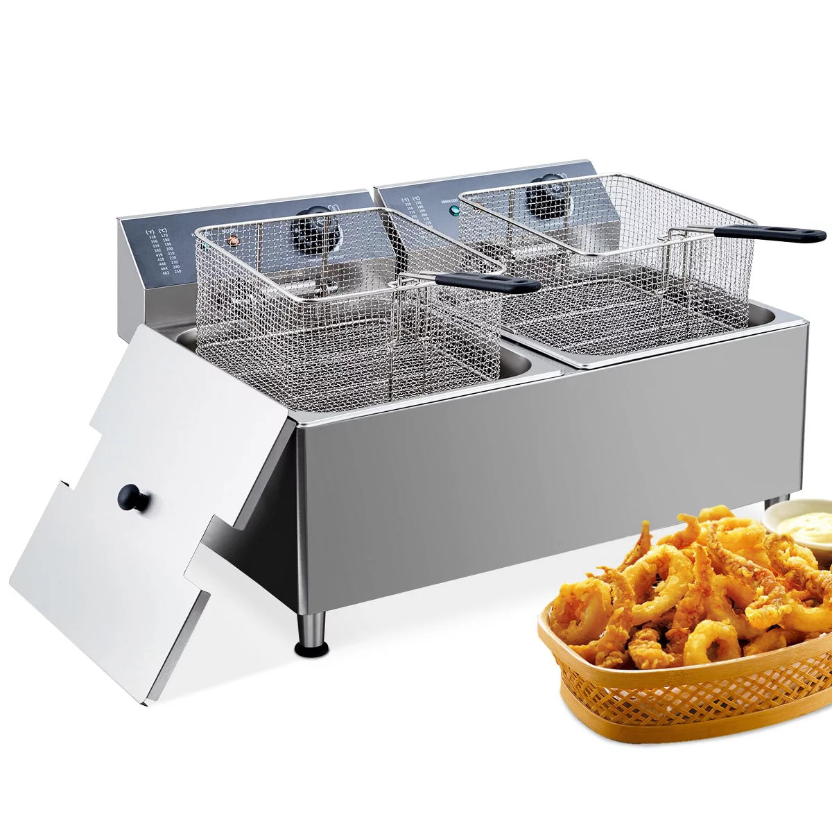 Deep Fryer – Electric Fryer, Deep Fryer Electric Deep Fryer with Basket – 11L+11L(23.2Qt)