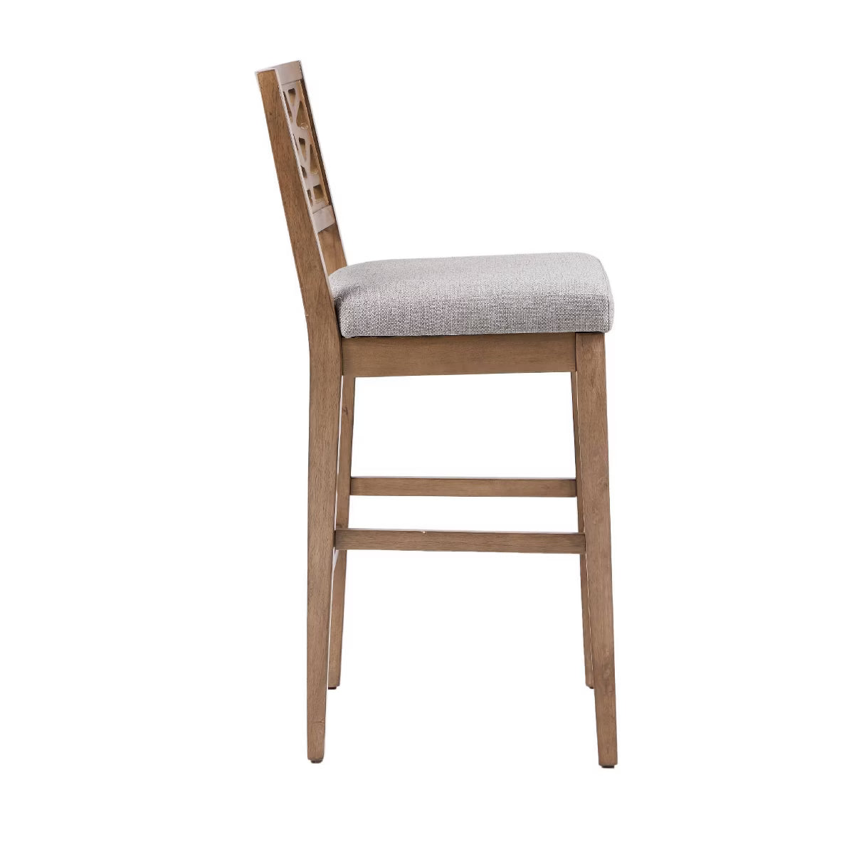 Crackle Counter Height Barstool Light Gray: Upholstered Oak Veneer