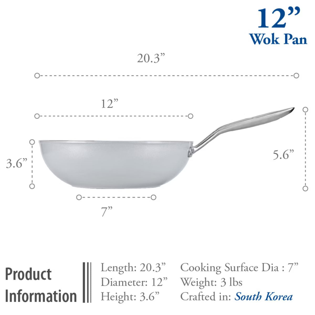 Wok – 12" Ceramic Nonstick Wok – Silver