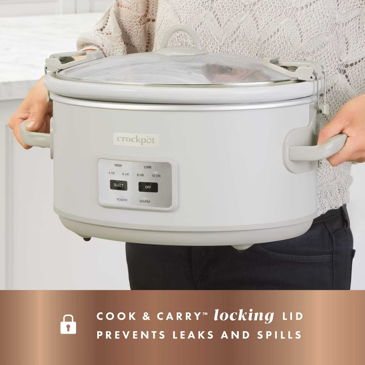 Slow Cooker – Designer Series 7qt Slow Cooker with Bonus Little Dipper Mushroom – White