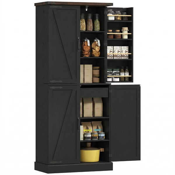 Pantry Cabinet – Culinvaro 72" Tall Kitchen Pantry Cabinet, Farmhouse Storage Cabinet with 8 Door Racks