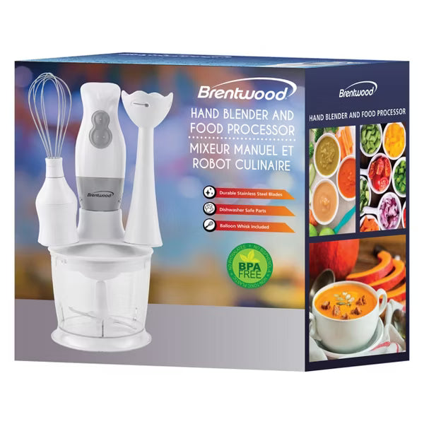 Personal Blender – 38W 2 Speed Hand Blender with Balloon Whisk – White