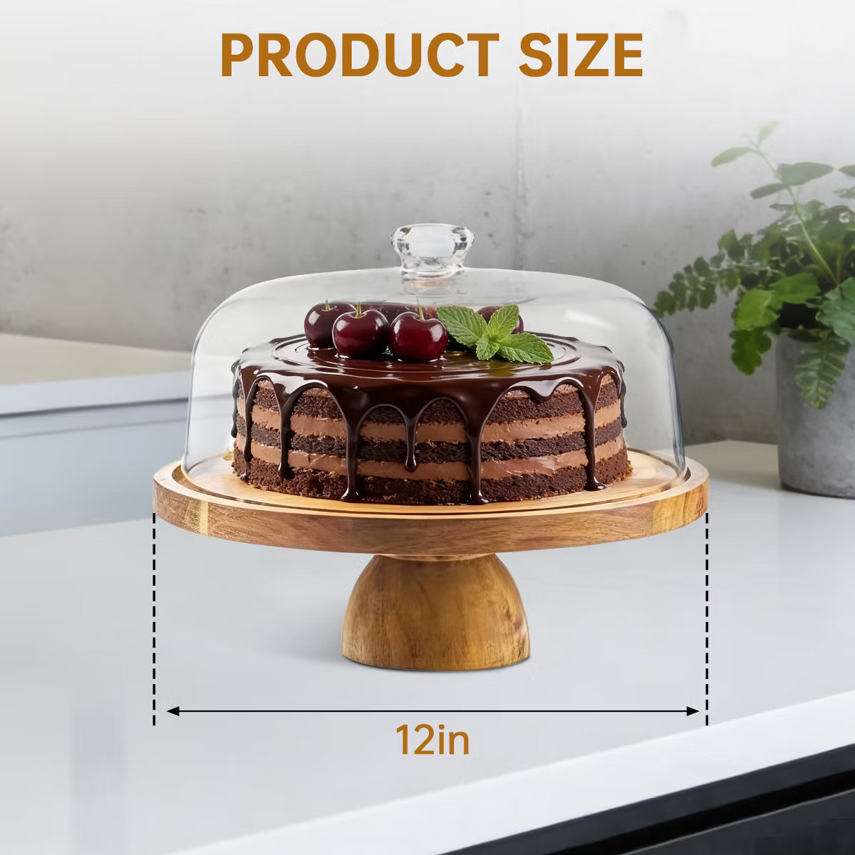 Cake Stand – Culinvaro Cake Stand, 2-in-1 Acacia Wood Cake Stand with Large Acrylic Dome
