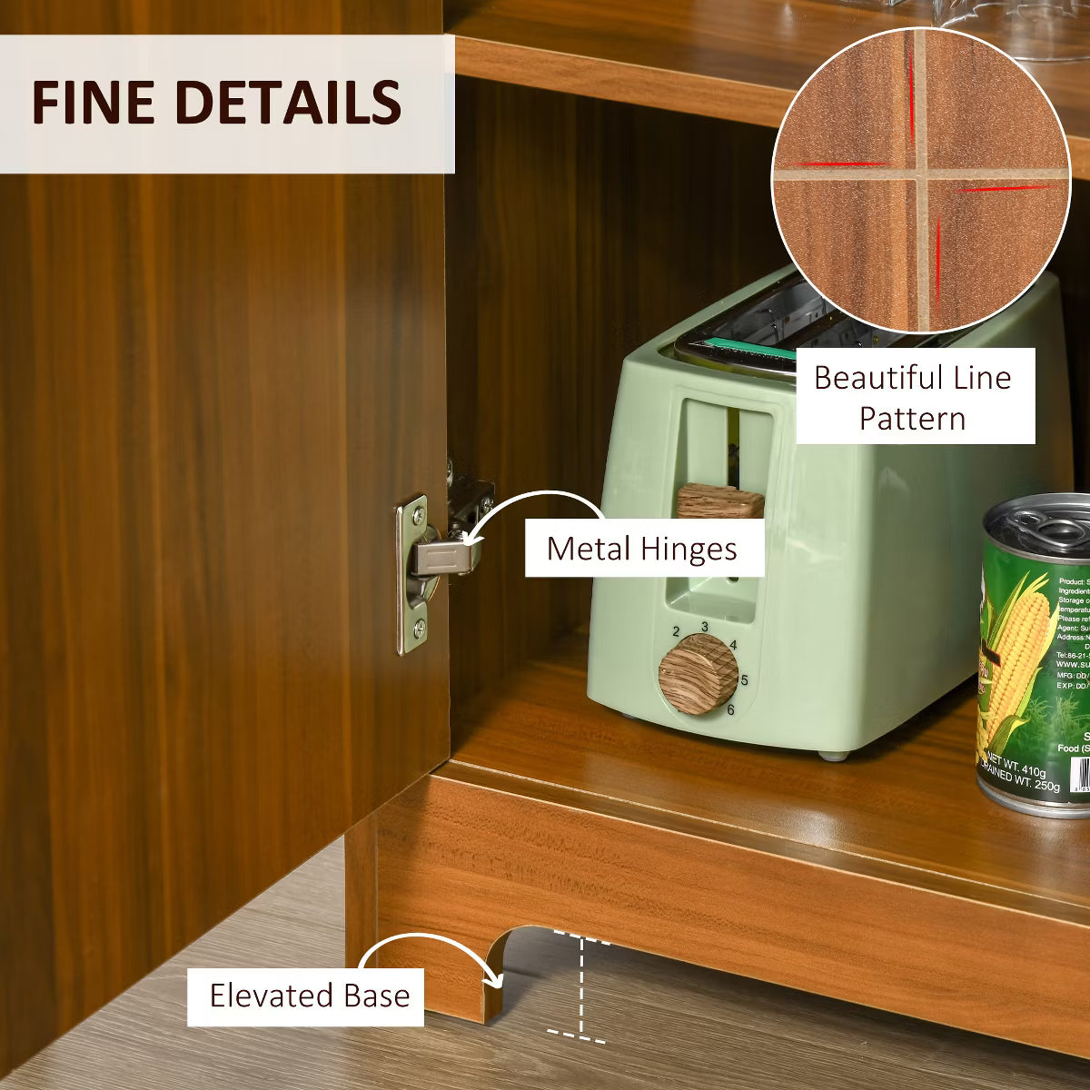 Wine Cabinet – Culinvaro Retro Wine Cabinet for 6 Bottles, Wine Rack Sideboard Serving Bar with Glass Holders and 1 Drawer, Brown