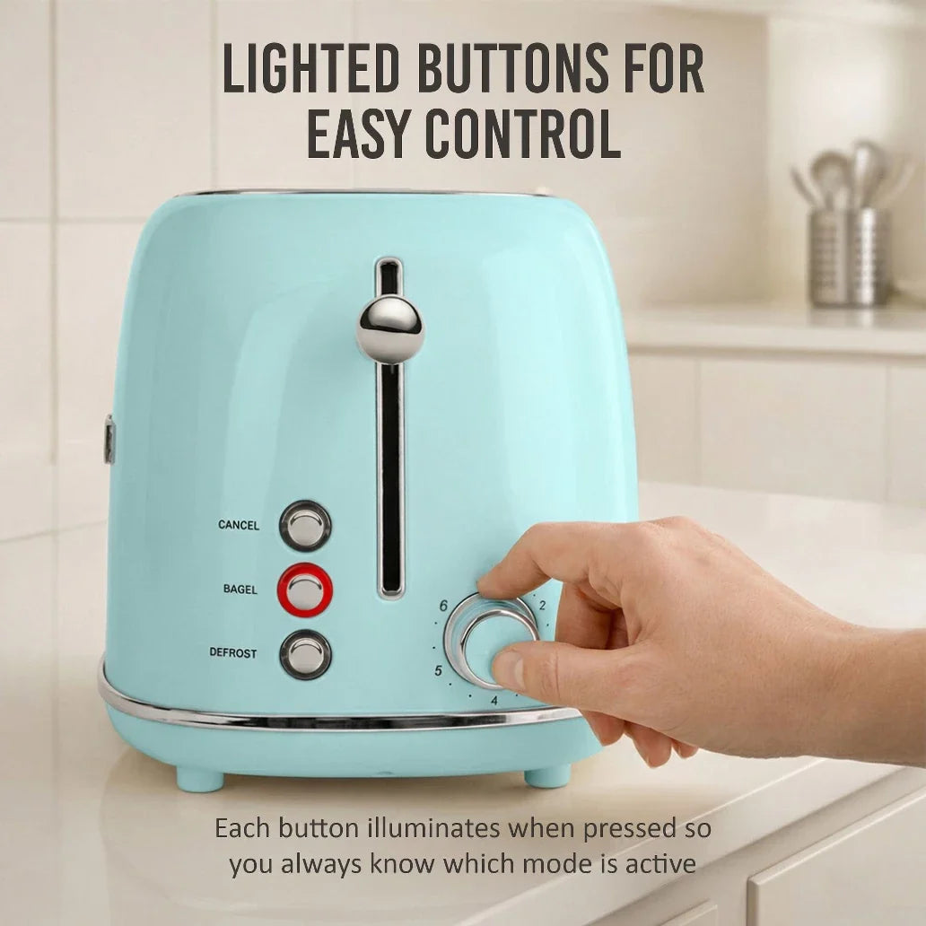 Toaster – Classic Retro 2-Slice Toaster – cream