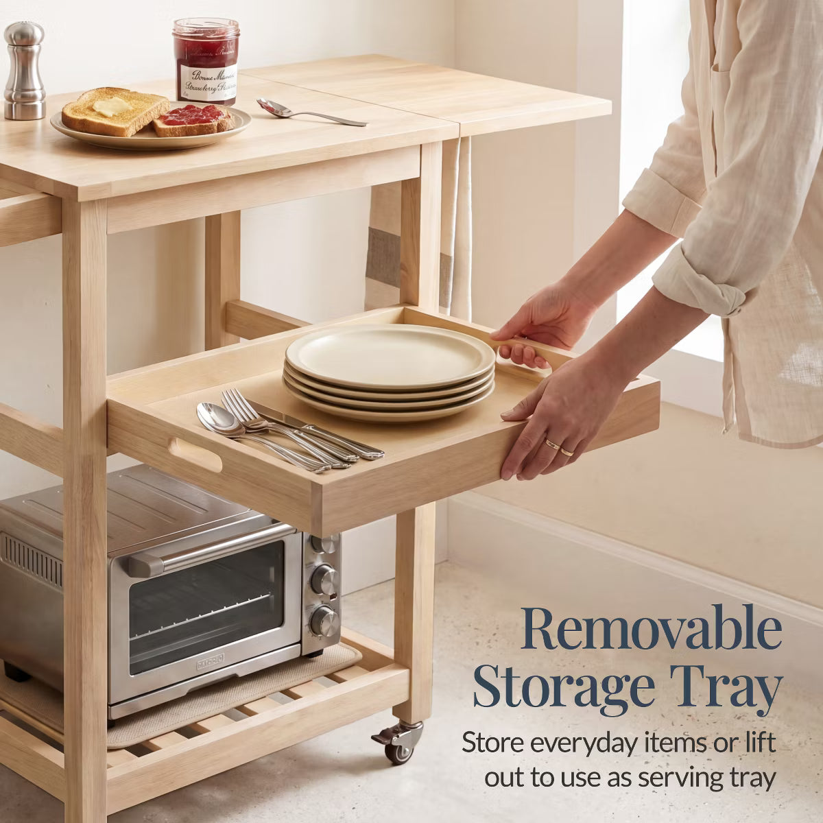 Kitchen Island – Culinvaro Rolling Kitchen Island Cart w/ Drop Leaf Extension