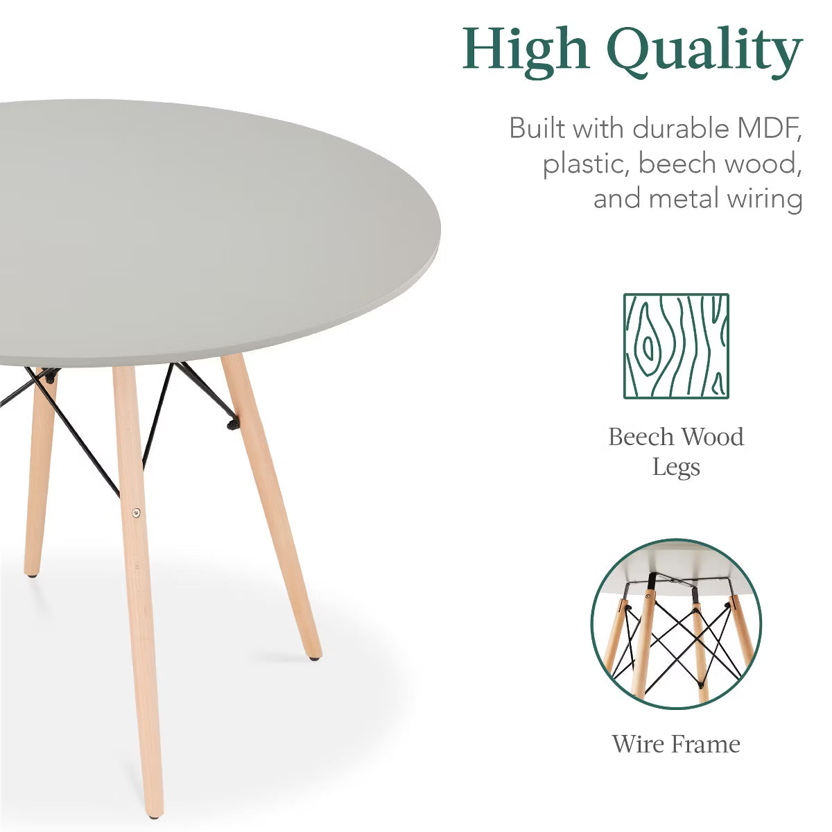 Dining Set – Culinvaro 5-Piece Compact Mid-Century Modern Dining Set w/ 4 Chairs" Gray/Oak