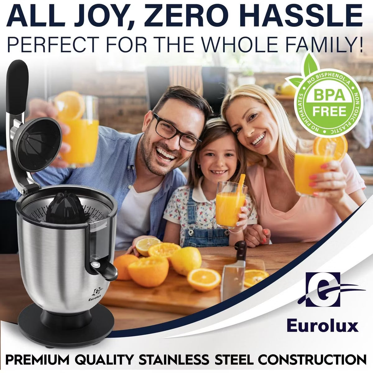 160W Premium Electric Citrus Juicer – Stainless Steel