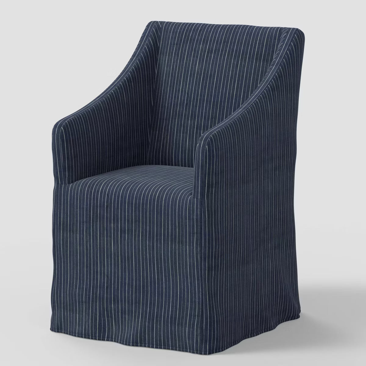 Lucy Traditional Sloped Arm Slipcover Dining Chair in Pinstripe