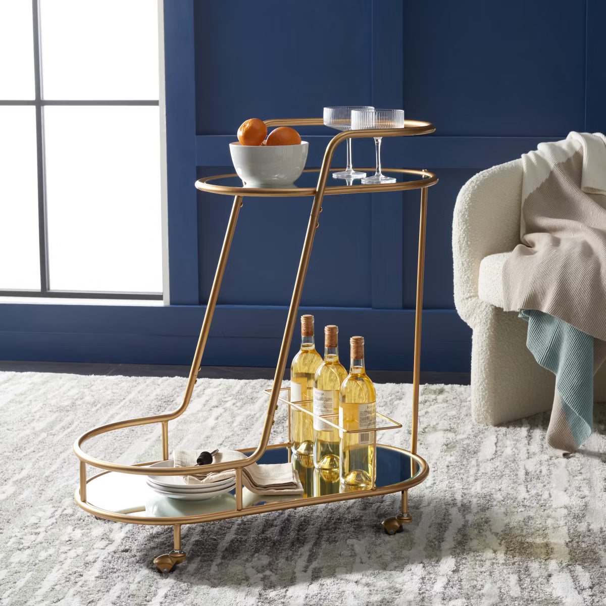 Bar Cart – Culinvaro Midas 2 Tier Oval Bar Cart - BCT8008A