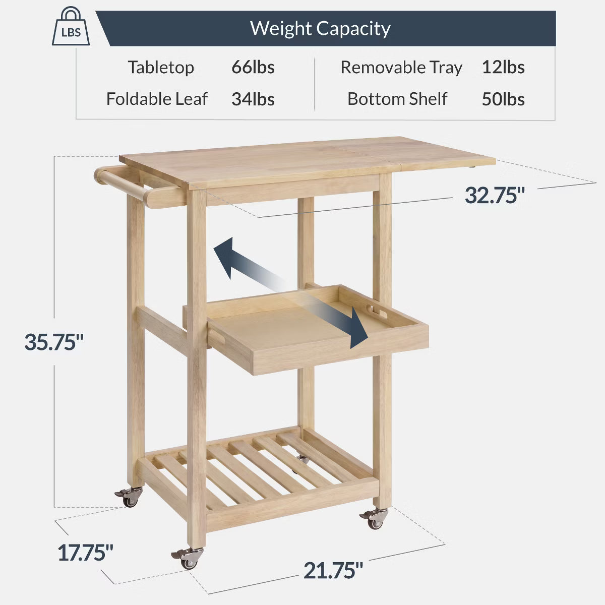 Kitchen Island – Culinvaro Rolling Kitchen Island Cart w/ Drop Leaf Extension