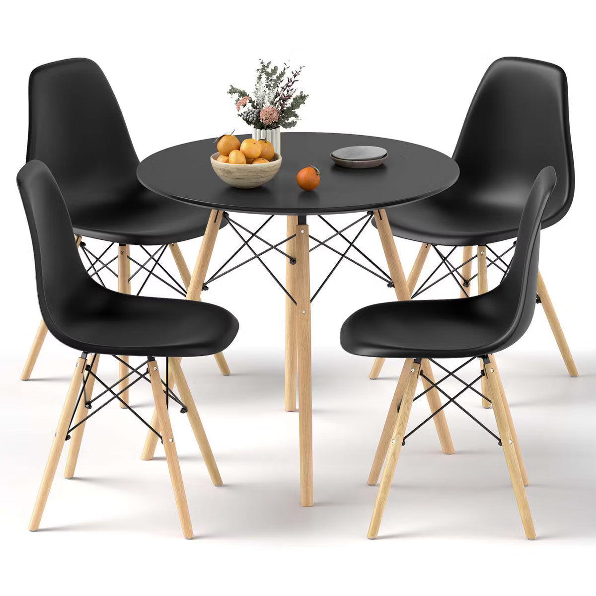 Dining Set – Culinvaro Dining Table Set Modern 5 PCS For 4 Round Dining Room Table Set with Solid Wood Leg