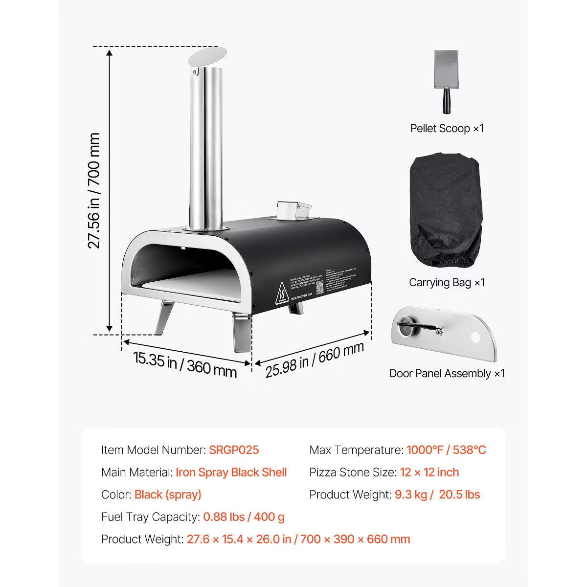Pizza Oven – Outdoor Pizza Oven, 12 Inch Fired Pizza Ovens – Wood