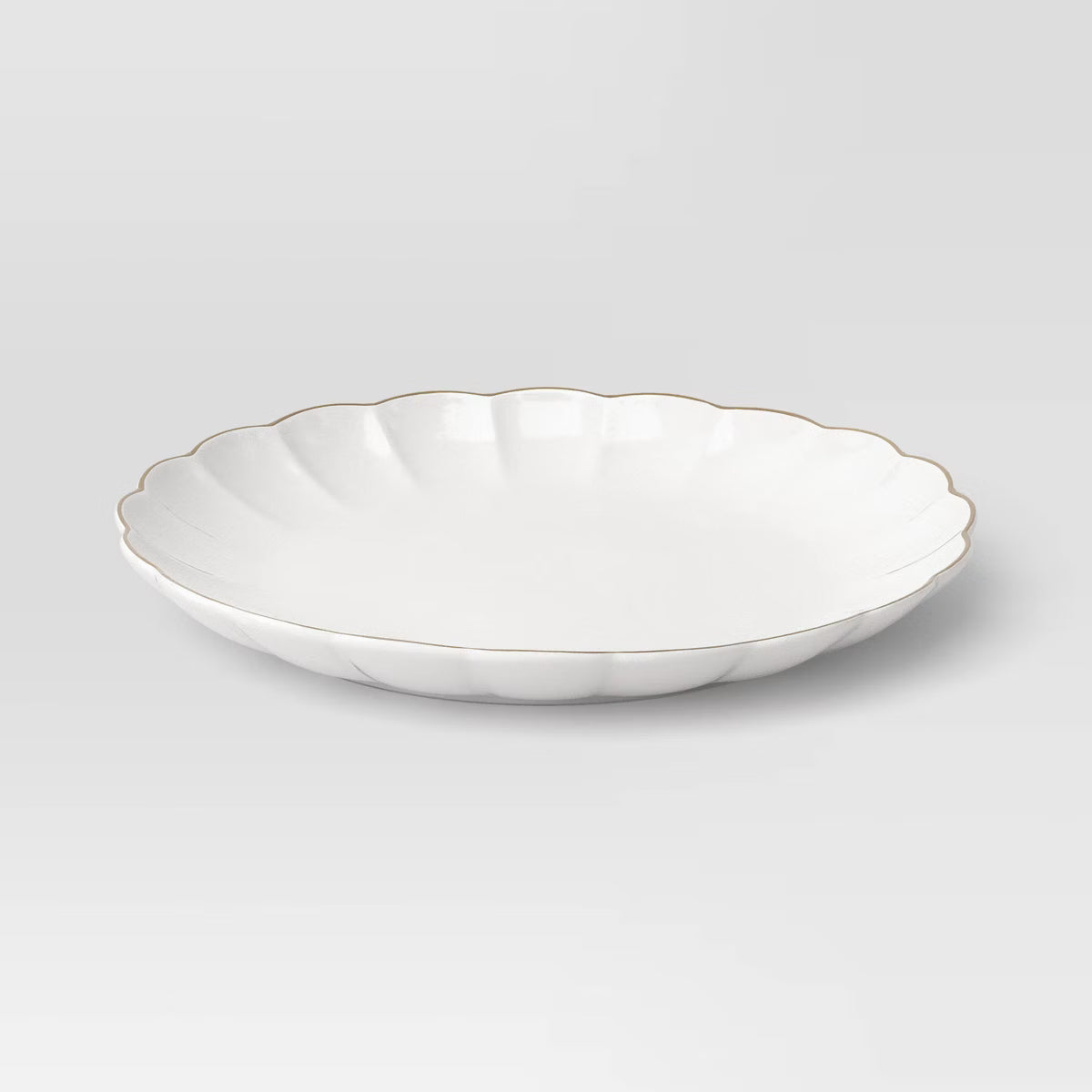 Dinner Plate – Culinvaro 0.5" Stoneware Scalloped Dinner Plate Gold Rim