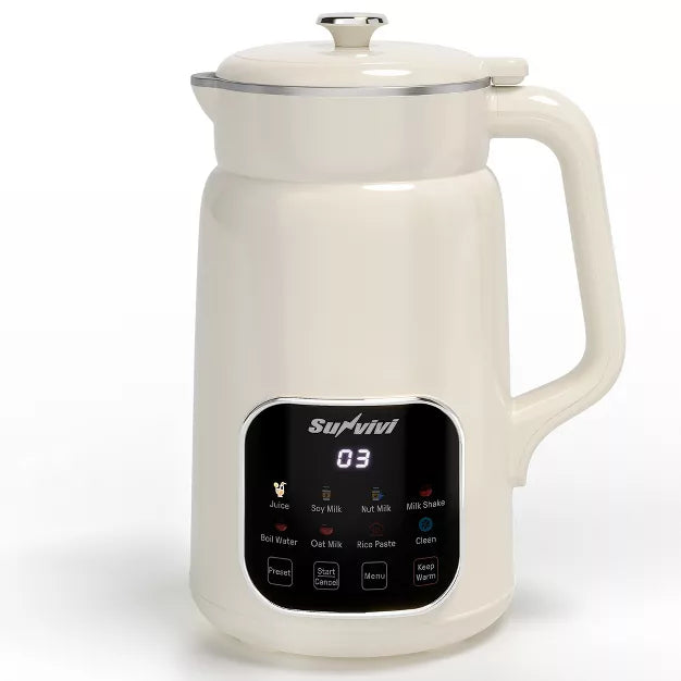 Soy Milk Maker – 8 in 1 Nut Milk Maker Mac8 in 1 Nut Milk Maker Machine: 60oz Soy Milk – White