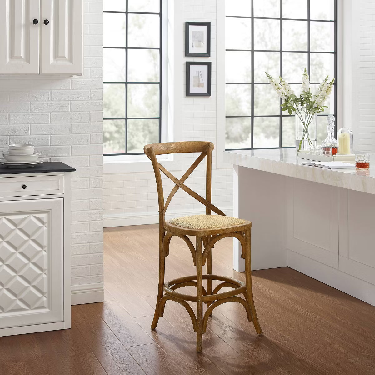 Roxy Wash Upholstery Counter Height Barstool Gray