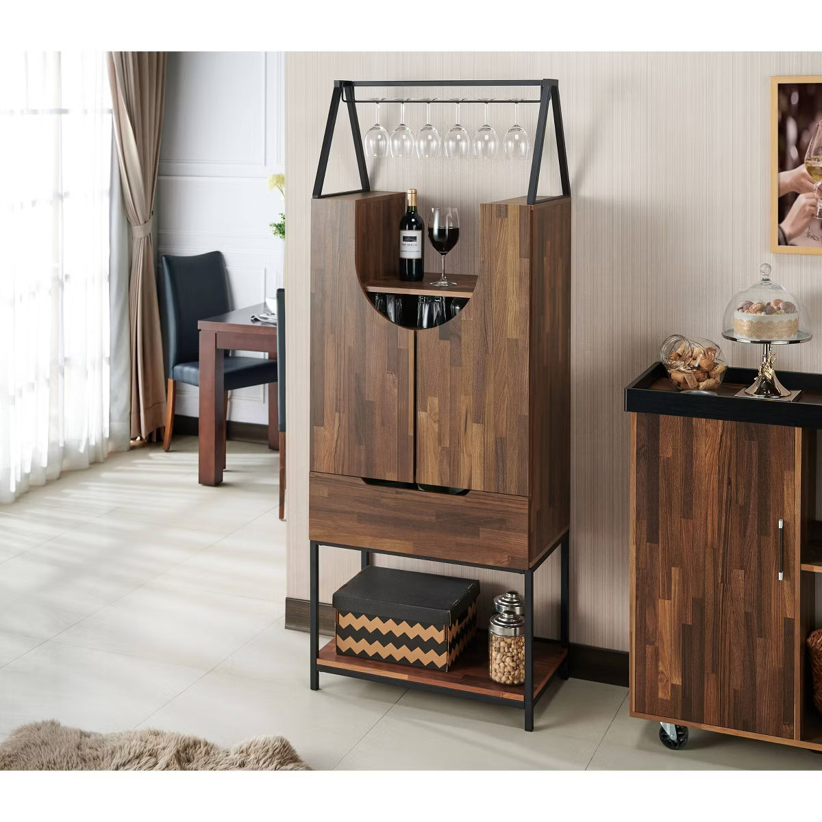 Wine Cabinet – Culinvaro Meluse Multi Storage Wine Cabinet Light Hickory