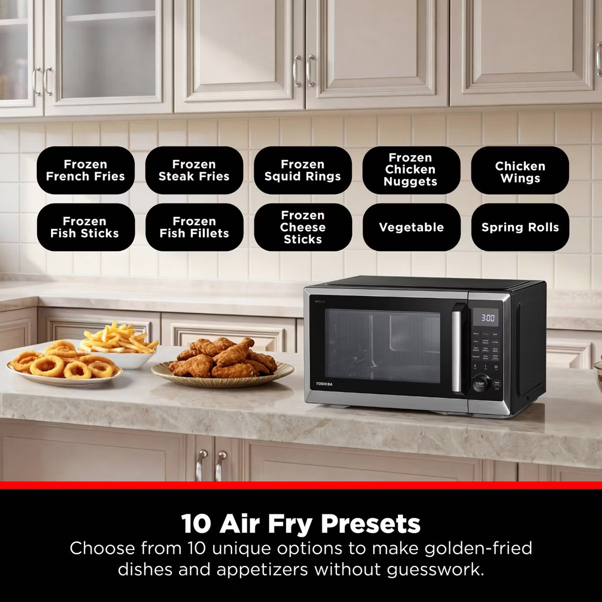 Microwave Oven – 1.0 cu ft Top Airfry Mulitifunctional Countertop Microwave – Black