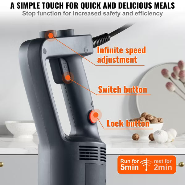 Immersion Blender – Blender, 500 Watt Heavy Duty Hand Mixer – Stainless Steel
