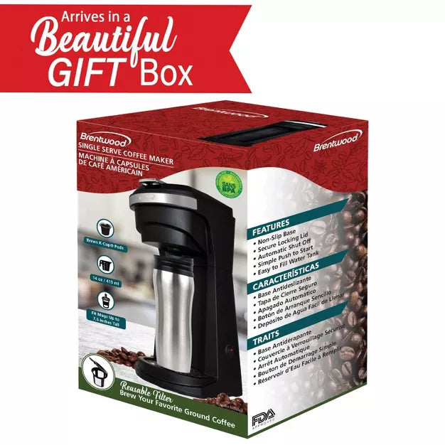 Single-Serve Coffee Maker – 800-Watt Single-Serve Coffee Maker with Reusable Filter Basket for K – Black