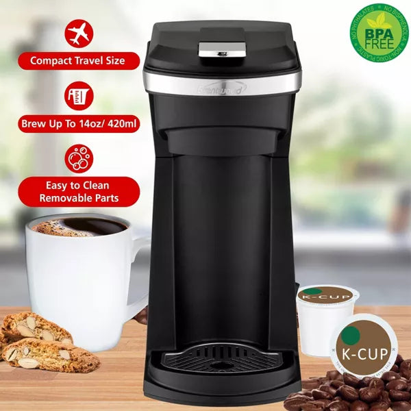 Single-Serve Coffee Maker – Cup Single Serve Coffee Maker with Reusable Filter Basket – Black