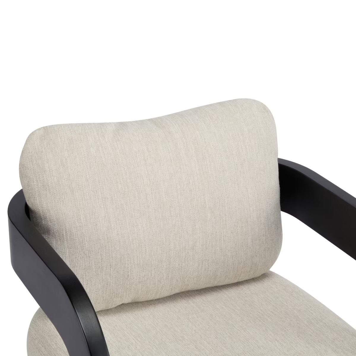 Set of 2 Modern Beige Dining Chairs with Black Wood Frame,