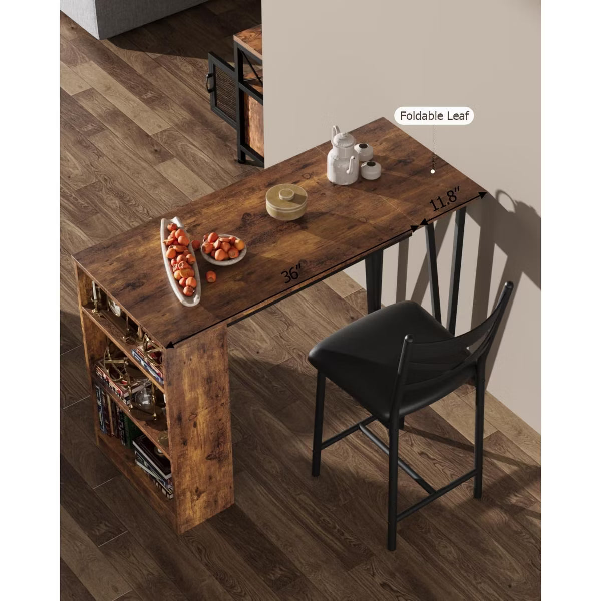 3 Piece Bar Table Set for 2, Bar Table and Chairs Set with with Flip Top Extension