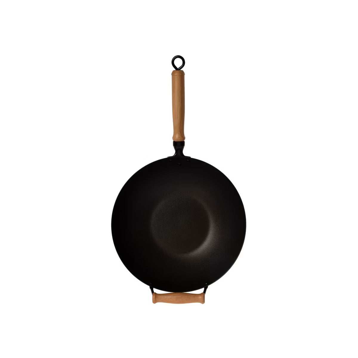 Wok – 14-Inch Carbon Steel Excalibur Nonstick Flat Bottom Wok Set – Black