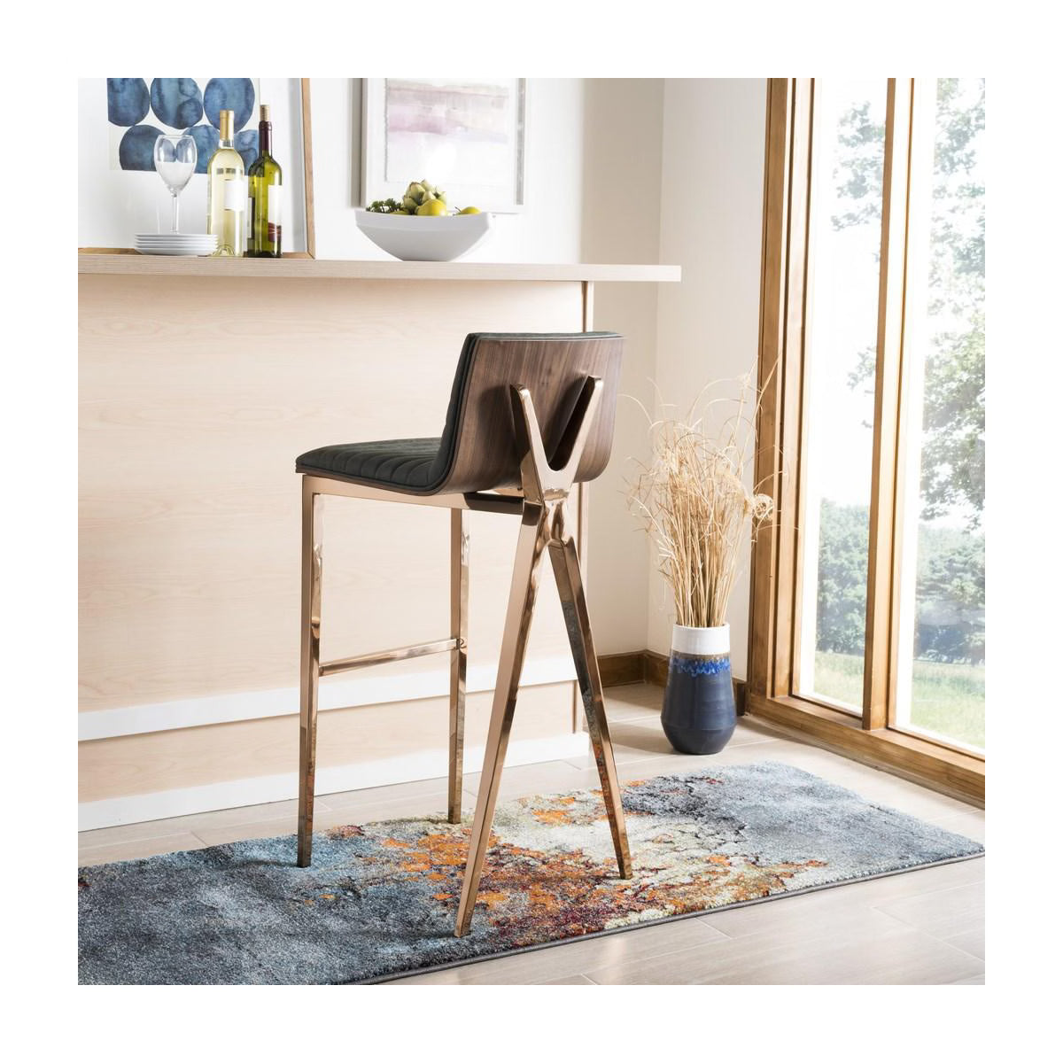 Mckay Bar Stool - FOX3016 - Ash Green/Copper