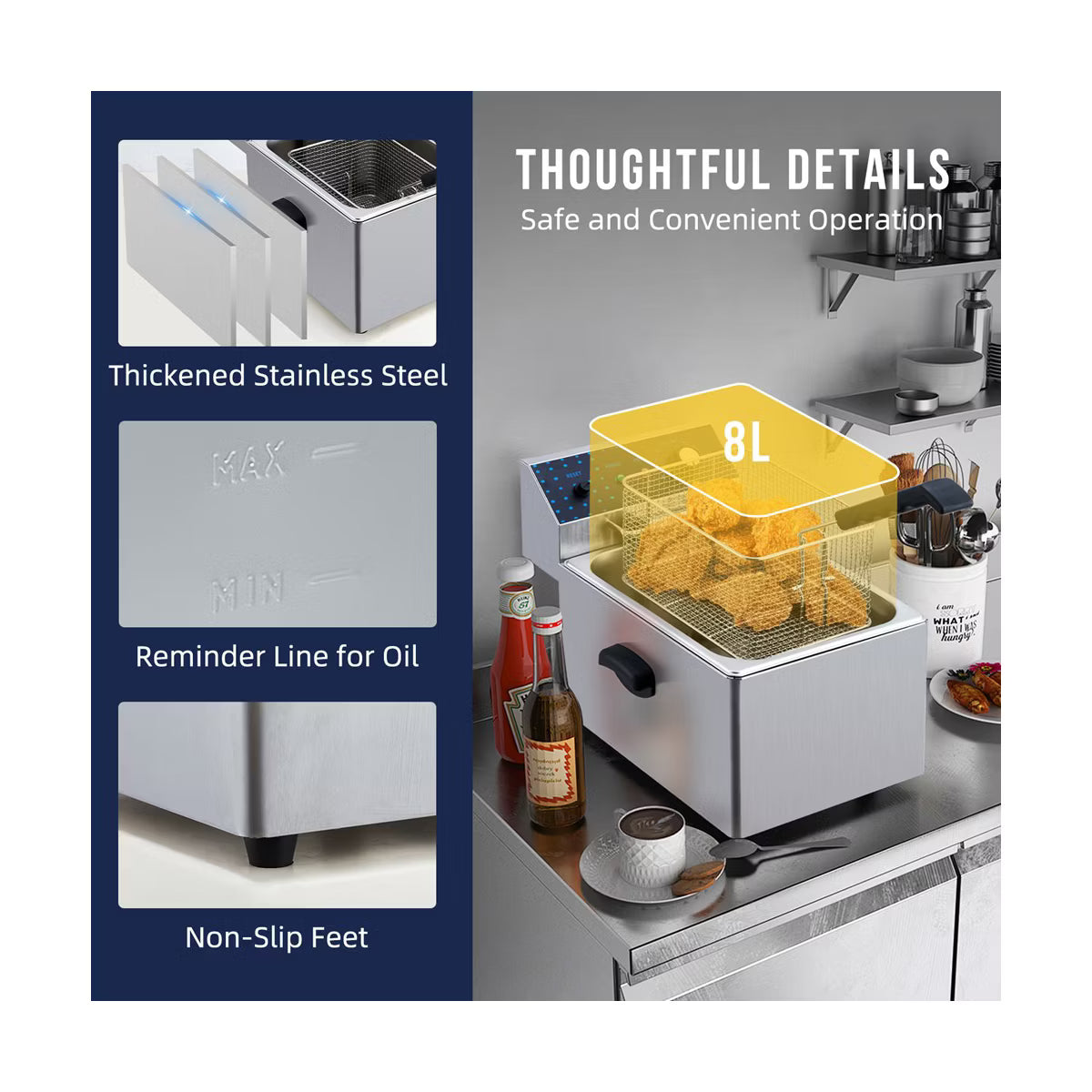 Deep Fryer – Electric Deep Fryer with Basket – Silver