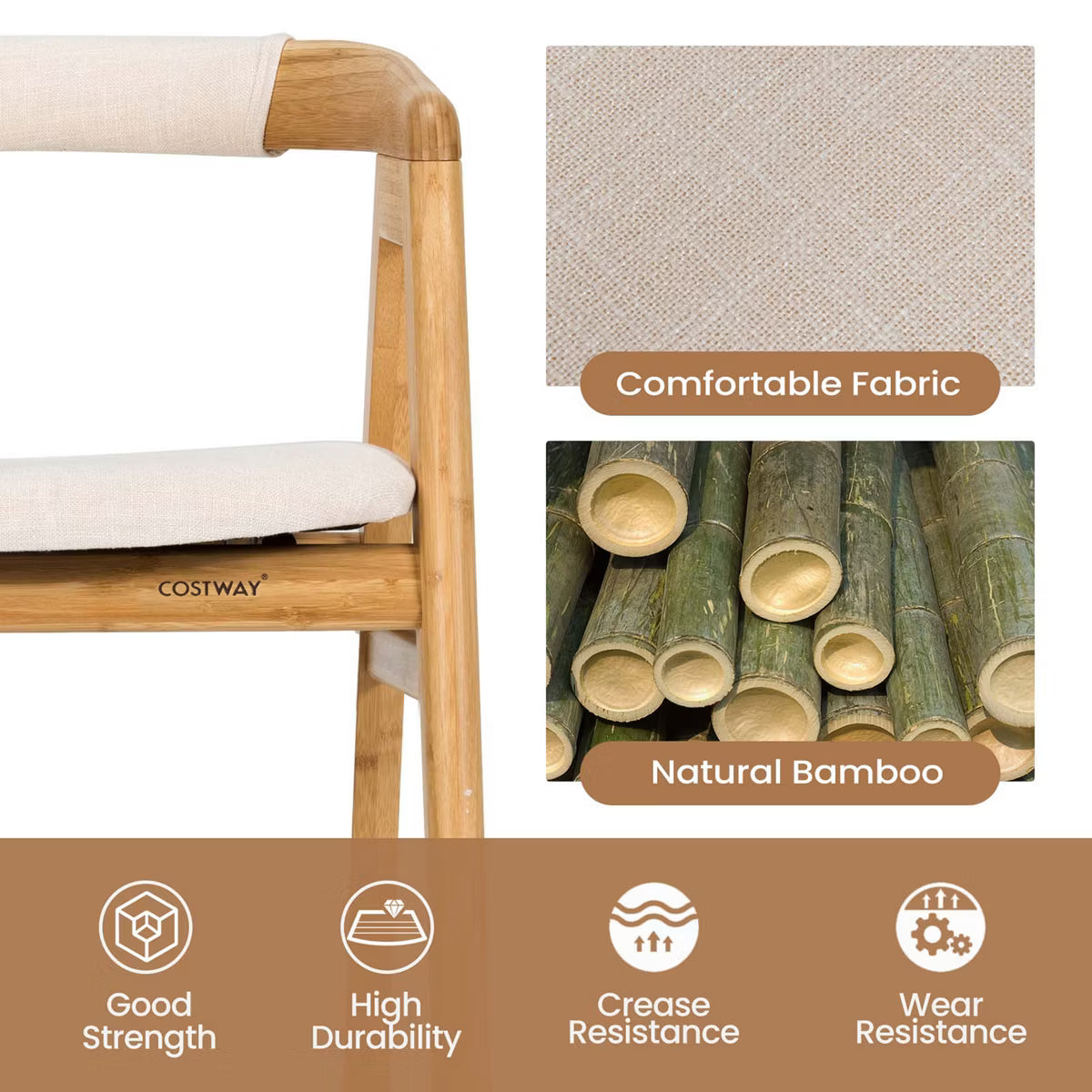 Dining Chair – Culinvaro Leisure Bamboo Chair Dining Chair w/ Curved Back