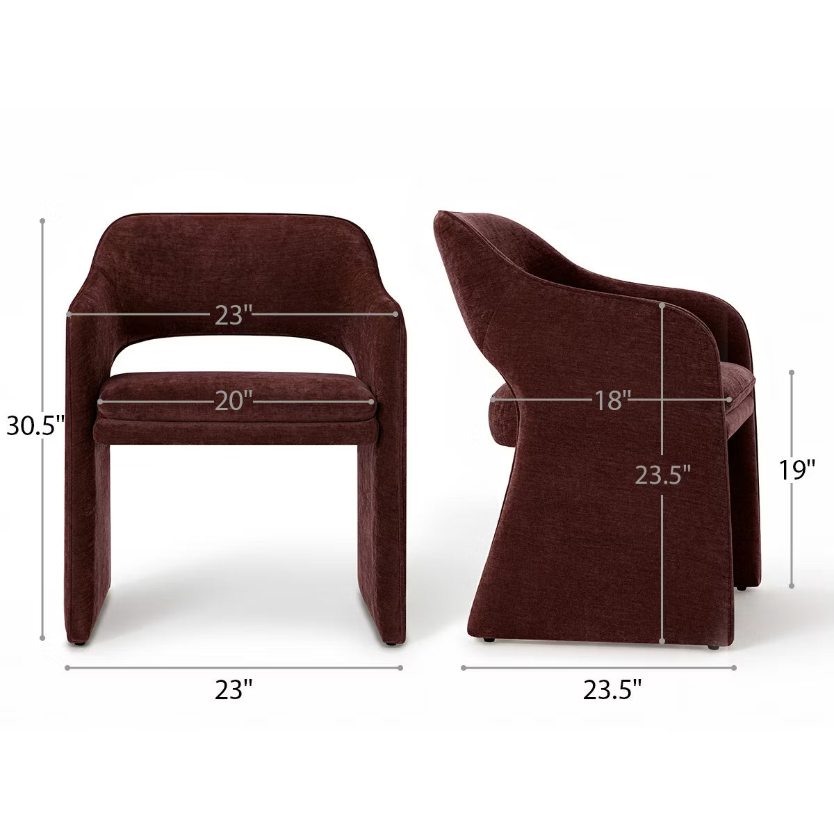 Modern Dining Chairs Set of 6, Fully Upholstered Brie Chenille Kitchen Chairs