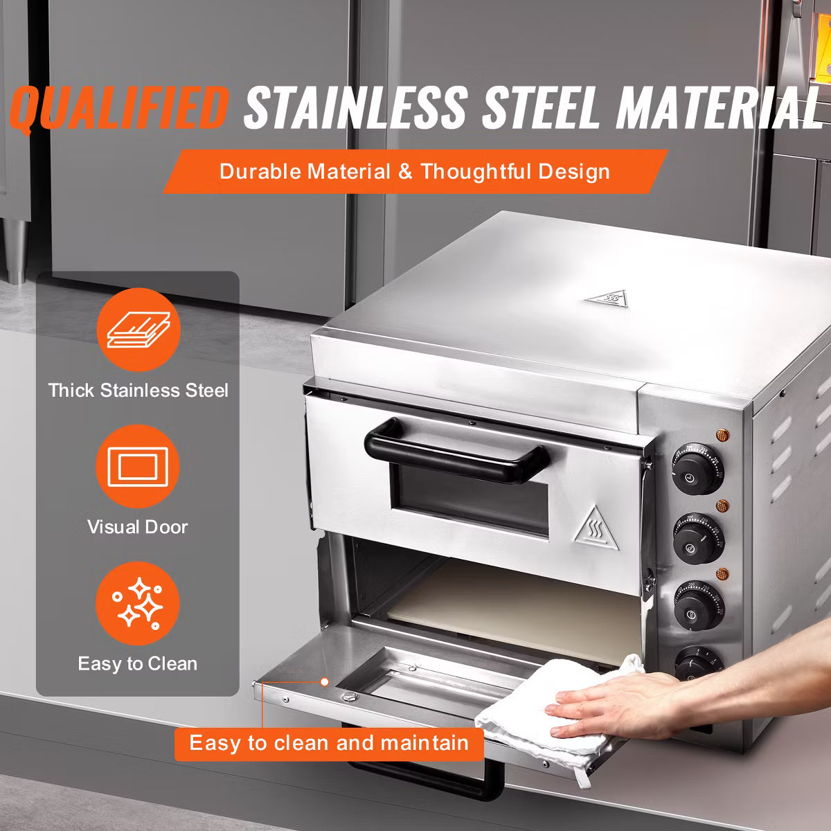 Pizza Oven – Pizza Oven Countertop, 14" Double Deck Layer – Silver