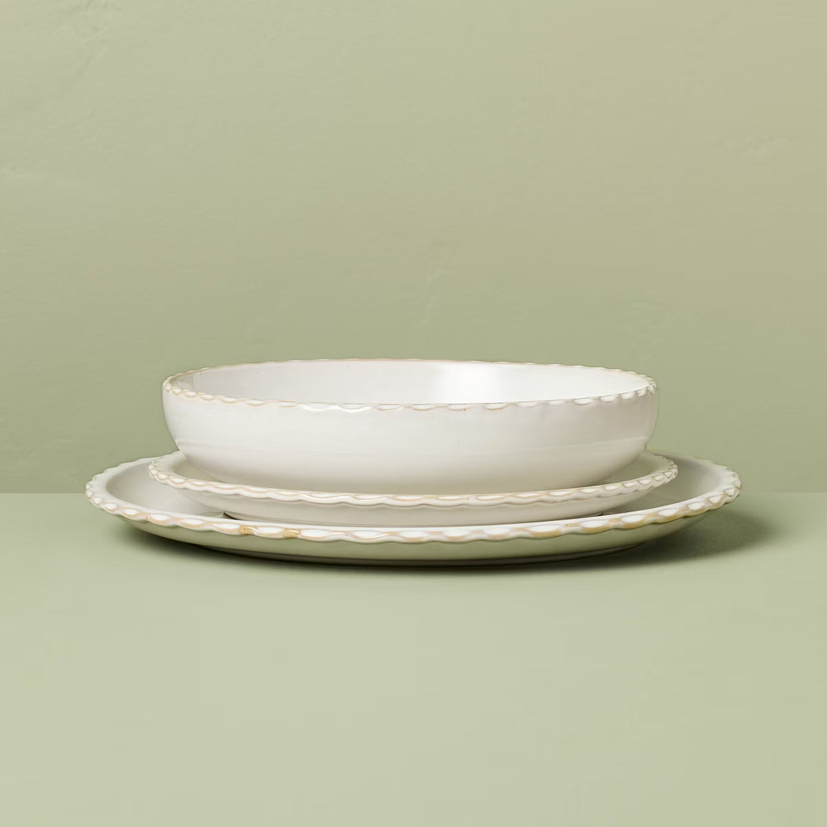 Dinner Plate – Culinvaro Set of 4 10.5" Pinched Edge Dinner Plates Sour Cream