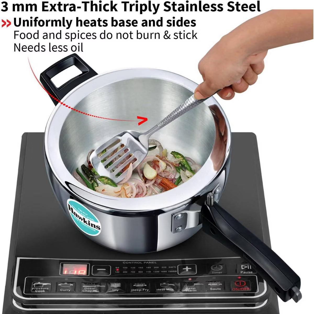 Pressure Cooker – 3.5L Triply Pressure Cooker Inner Lid Cooker – Silver