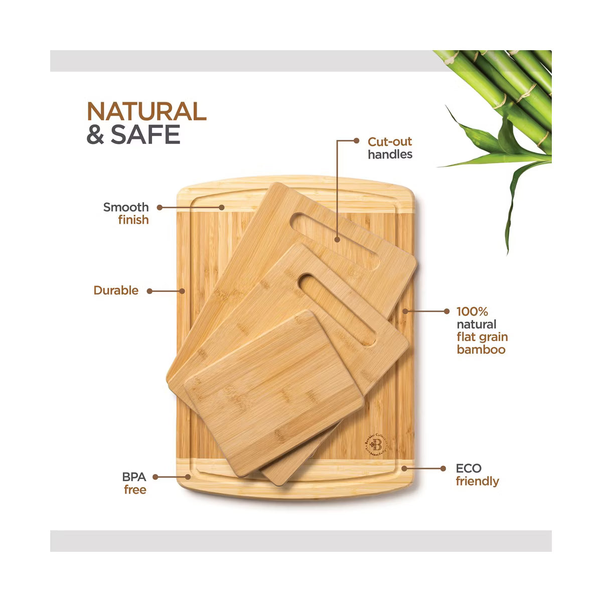Cutting Board – Culinvaro Cutting Board Set, 3-Piece Wooden Chopping & Serving Tray for Food Prep