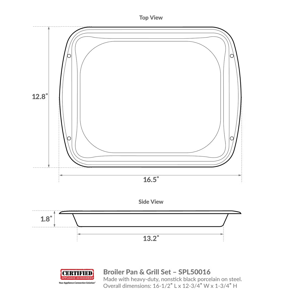 Broiling Pan – Heavy-Duty Porcelain Broiler Pan & Grill Set – 16.5 In. X 12.75 In.