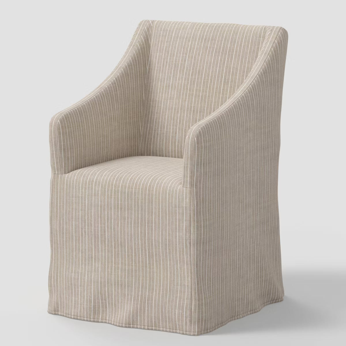 Lucy Traditional Sloped Arm Slipcover Dining Chair in Pinstripe