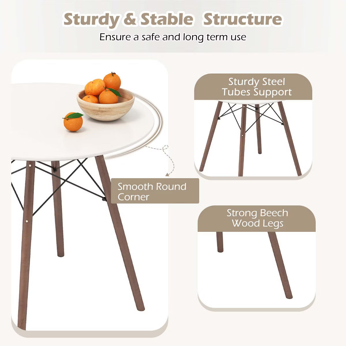 Dining Set – Culinvaro Dining Table Set Modern 5 PCS For 4 Round Dining Room Table Set with Solid Wood Leg