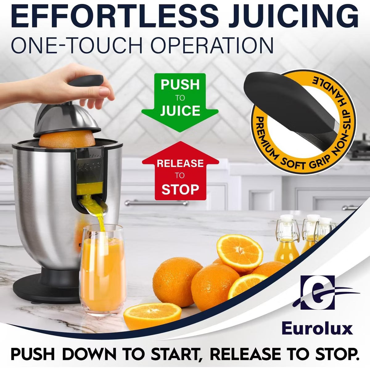 160W Premium Electric Citrus Juicer – Stainless Steel