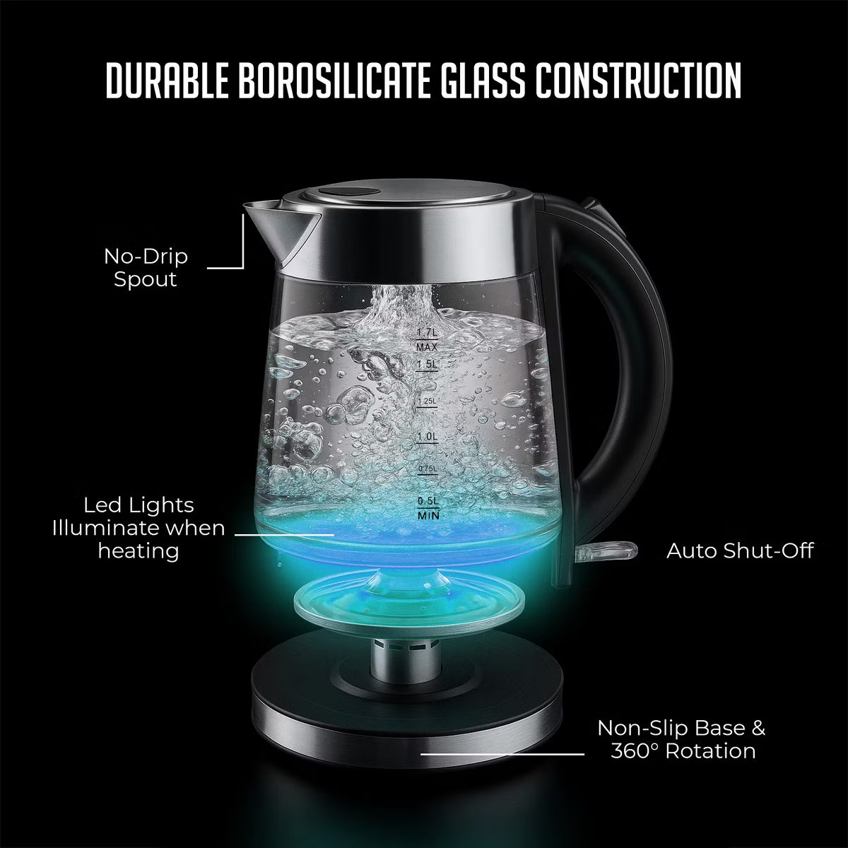 Speed-Boil Glass Electric Water Boiler & Warmer Tea Heater