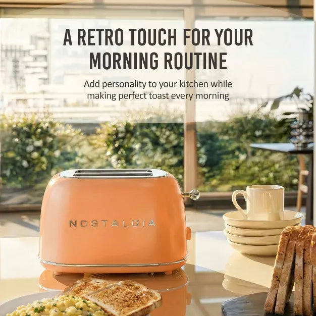 Toaster – Classic Retro 2-Slice Toaster – Orange