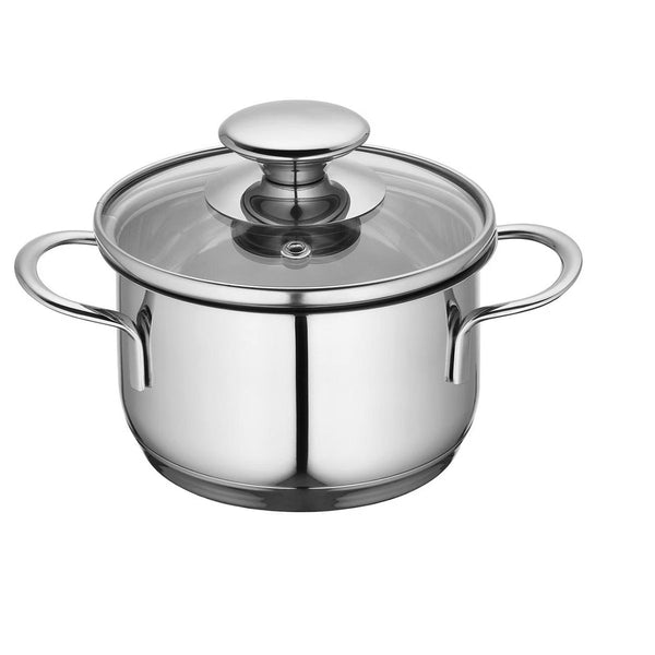 Stock Pot – Mini Stockpot w/ Glass Lid, 0.7 qt., 4.75-Inch Diameter – White