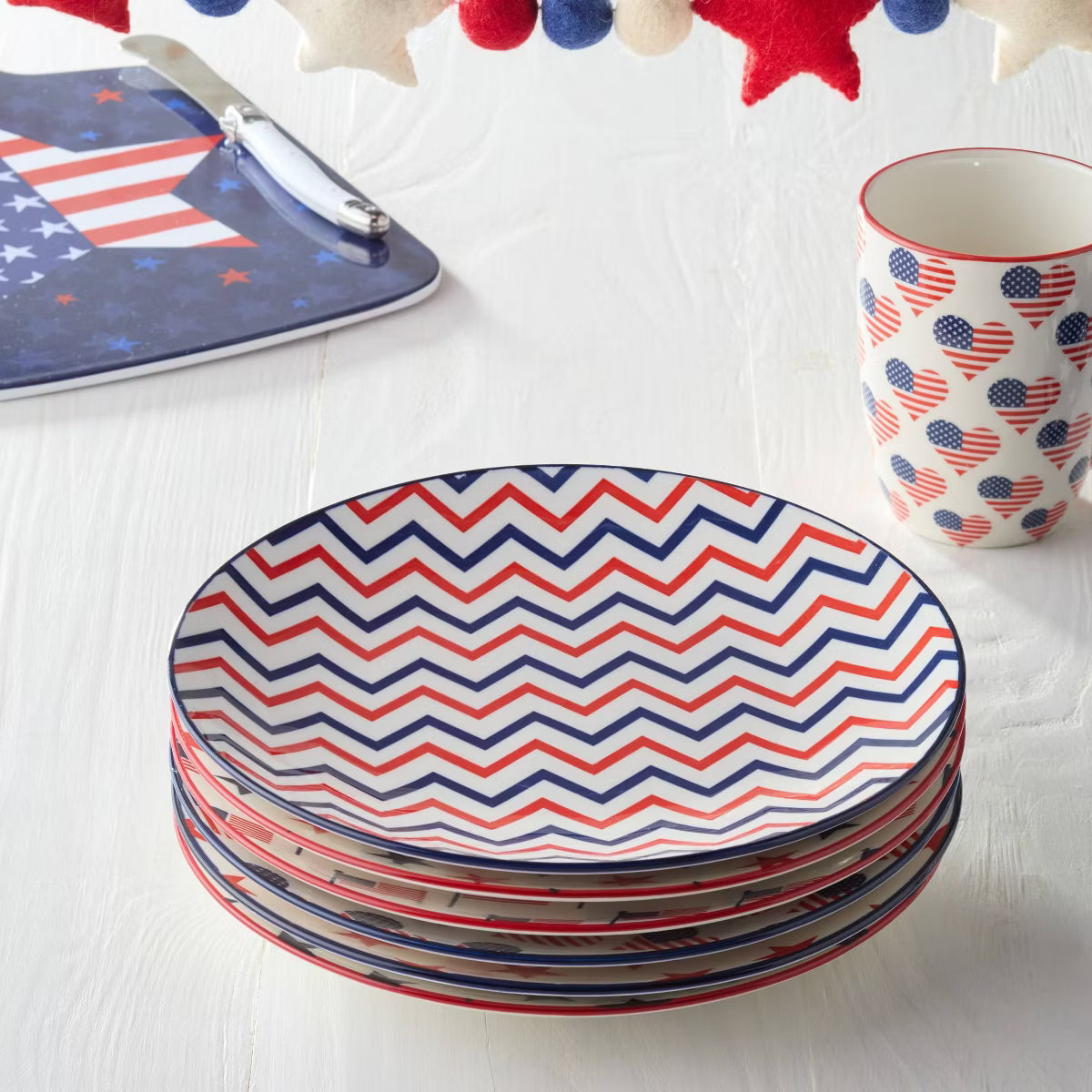 Salad Plate – Culinvaro Patriotic Pad Print Set of 6 Salad Plates