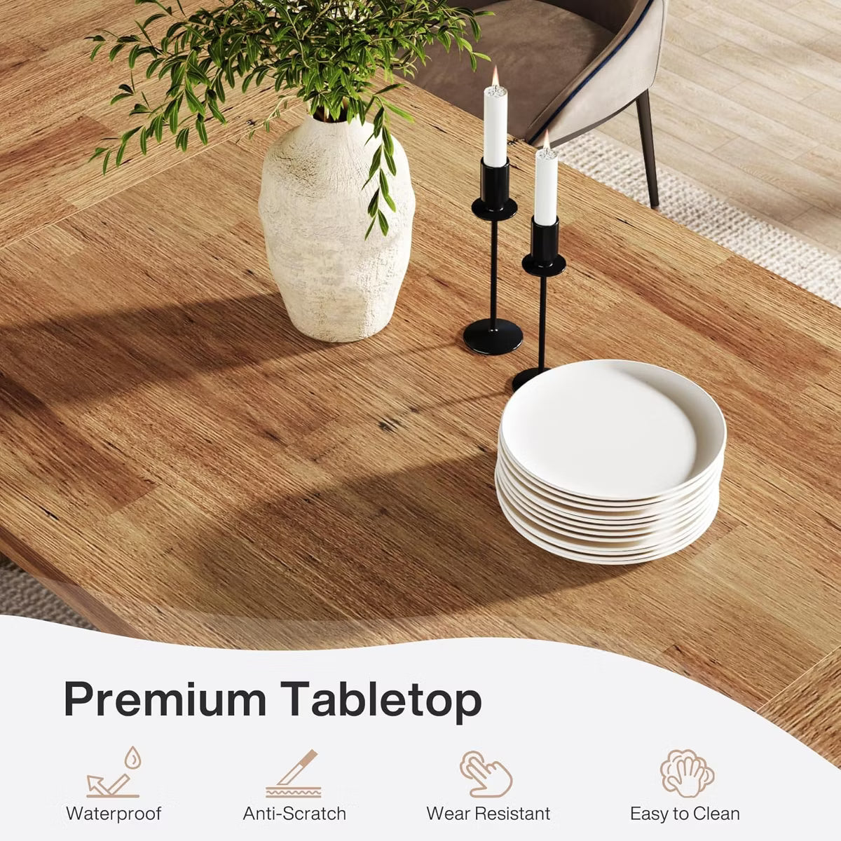 Dining Table – Culinvaro 70.9-Inch Wood Dining Room Table, Rectangular Farmhouse Dining Table