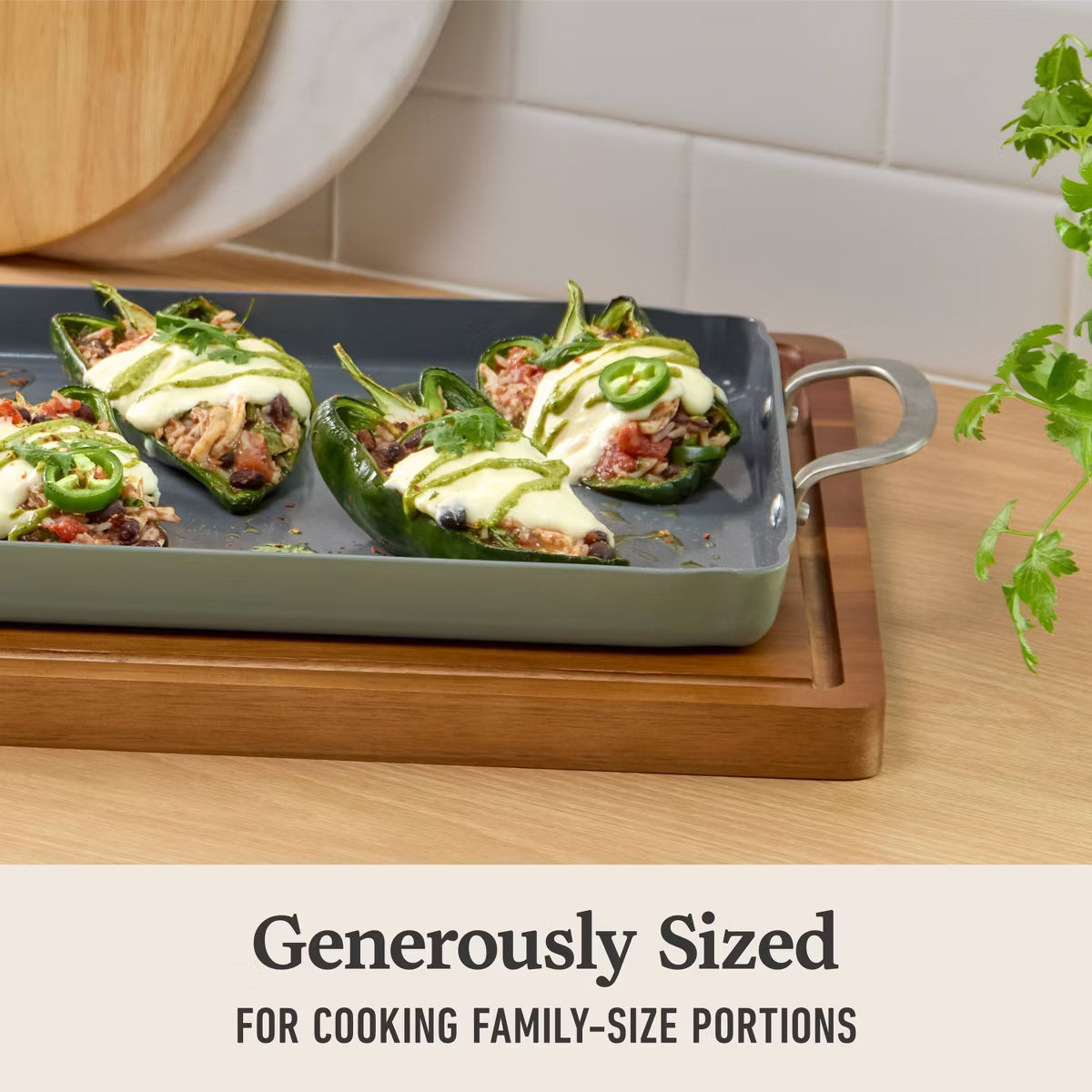 Griddle Pan – Ceramic Double Griddle Ash: Nonstick Double Burner Griddle Pan – Silver